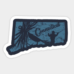 Connecticut Distressed Fly Fishing State Map Sticker
